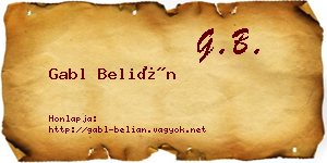 Gabl Belián névjegykártya